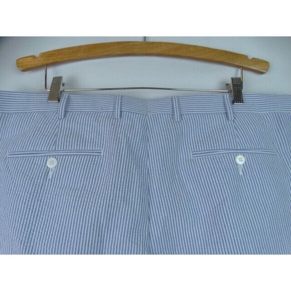 Linea Uomo Men's Shorts Size 42 Blue & White Striped Seersucker Shorts - Picture 8 of 9
